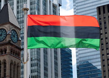 The Black Liberation flag raised next to Old City Hall